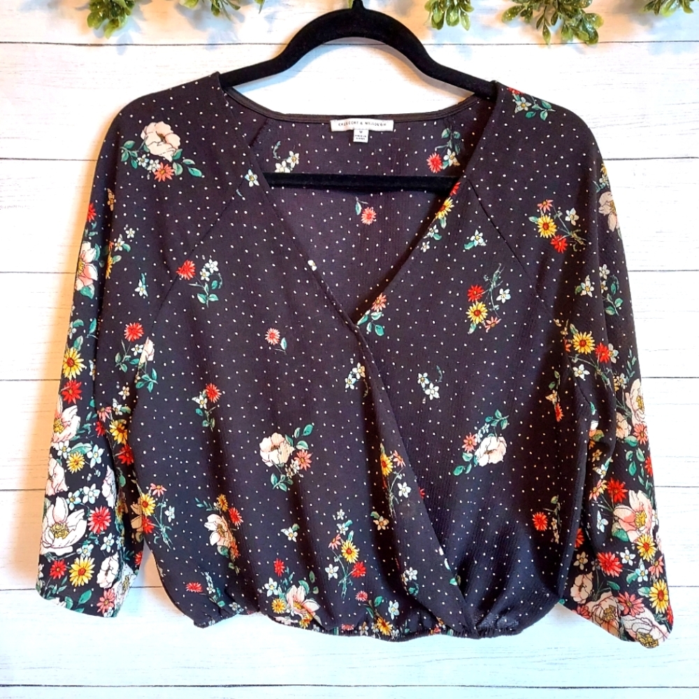 Crescent & Willough Floral Crop Top